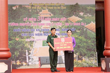 Tổng công ty Thái Sơn ủng hộ kinh phí, chỉnh trang khu lưu niệm Nguyễn Thị Định