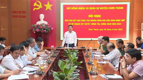 Huyện Chơn Thành, tỉnh Bình Phước báo cáo kết quả phúc tra công dân sẵn sàng nhập ngũ năm 2023