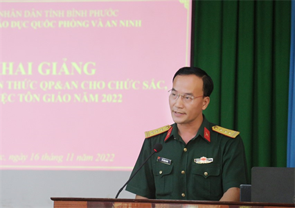 Tỉnh Bình Phước: 90 chức sắc, chức việc các tôn giáo được bồi dưỡng kiến thức QP&AN