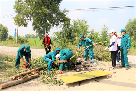 Xã Tân Lân, huyện Cần Đước, tỉnh Long An diễn tập phòng, chống thiên tai và tìm kiếm cứu nạn