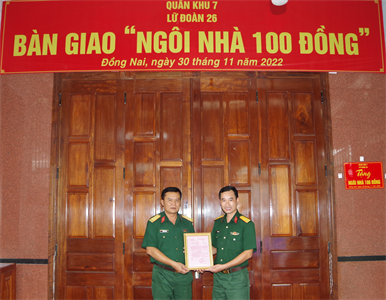 Lữ đoàn 26 bàn giao “Ngôi nhà 100 đồng”