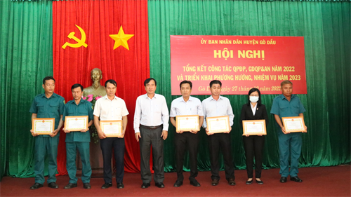Huyện Gò Dầu, tỉnh Tây Ninh tổng kết công tác quốc phòng địa phương năm 2022