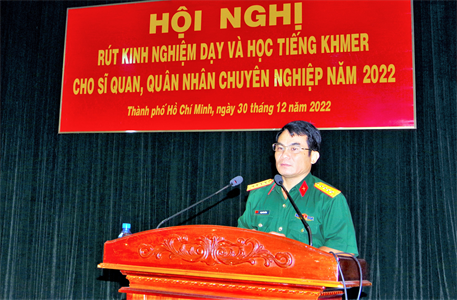 Sư đoàn 9 rút kinh nghiệm dạy và học tiếng Khmer năm 2022