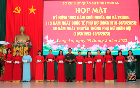 Bộ CHQS tỉnh Long An họp mặt kỷ niệm 113 năm Ngày Quốc tế Phụ nữ