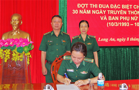 Hội Phụ nữ Bộ đội Biên phòng tỉnh Long An Phát động thi đua đặc biệt chào mừng 30 năm ngày Truyền thống Phụ nữ Quân đội