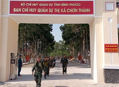 Ban CHQS thị xã Chơn Thành luyện tập chuyển trạng thái sẵn sàng chiến đấu