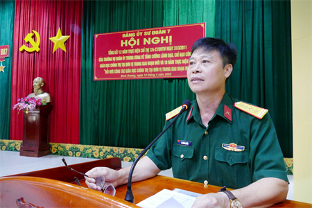 Đảng ủy Sư đoàn 7 tổng kết 12 năm thực hiện Chỉ thị số 124 của Thường vụ Quân ủy Trung ương