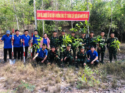 Lữ đoàn 23 trồng 1.500 cây xanh các loại