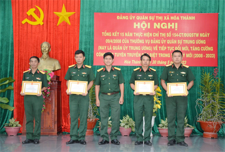 Đảng ủy Quân sự thị xã Hòa Thành, tỉnh Tây Ninh tổng kết 15 năm thực hiện Chỉ thị số 154 của Quân ủy Trung ương