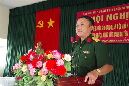 Ban CHQS huyện Vĩnh Hưng tổng kết thực hiện Luật Sĩ quan QĐND Việt Nam