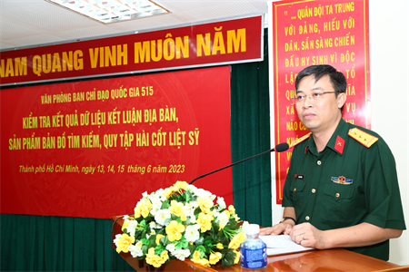 Đoàn công tác 515 kiểm tra kết quả dữ liệu kết luận địa bàn, sản phẩm bản đồ tìm kiếm, quy tập hài cốt liệt sĩ