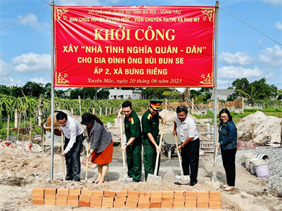 Bộ CHQS tỉnh Bà Rịa - Vũng Tàu khởi công xây dựng "Nhà tình nghĩa quân - dân"