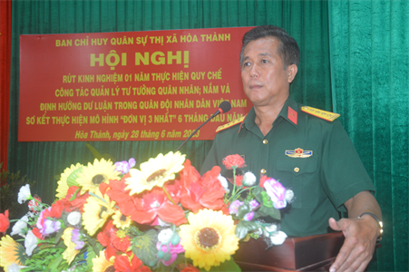 Thị xã Hòa Thành rút kinh nghiệm 1 năm thực hiện Quy chế công tác quản lý tư tưởng quân nhân