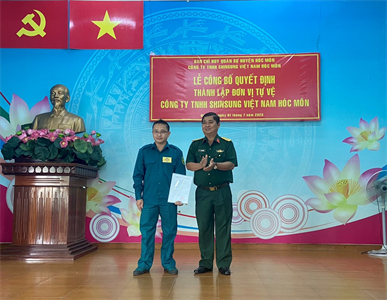 Ra mắt Tiểu đội Tự vệ Công ty TNHH ShinSung Việt Nam Hóc Môn