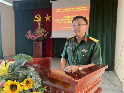 Ban Chỉ huy quân sự huyện Hóc Môn tổ chức sinh hoạt ngày chính trị văn hoá tinh thần và pháp luật tháng 8 năm 2023.