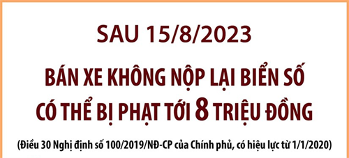 Sau 15-8, bán xe không nộp lại biển số có thể bị phạt 8 triệu đồng