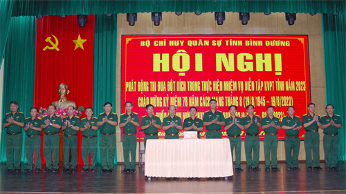 Bộ CHQS tỉnh Bình Dương phát động thi đua đột kích “Đoàn kết, hiệp đồng, lập công, quyết thắng”