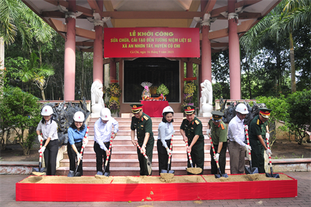 Bộ Tư lệnh TPHCM phối hợp khởi công sửa chữa, cải tạo Đền tưởng niệm liệt sĩ xã An Nhơn Tây