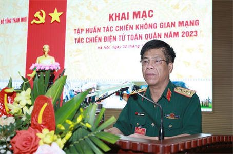 Khai mạc tập huấn tác chiến không gian mạng, tác chiến điện tử toàn quân năm 2023
