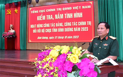 Tổng cục Chính trị kiểm tra, nắm tình hình hoạt động công tác Đảng, công tác chính trị tại Bộ CHQS tỉnh Bình Dương