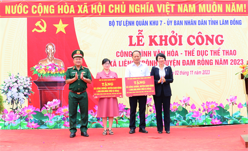Quân khu khởi công xây dựng công trình thể dục thể thao tặng đồng bào dân tộc thiểu số tại huyện Đam Rông