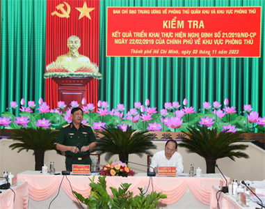 Ban chỉ đạo Trung ương về phòng thủ Quân khu và khu vực phòng thủ kiểm tra kết quả thực hiện Nghị định 21 của Chính phủ tại Thành phố Hồ Chí Minh
