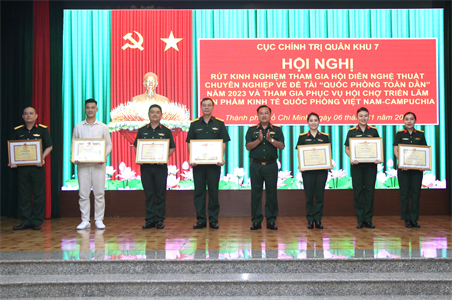 Hội nghị rút kinh nghiệm tham gia Hội diễn nghệ thuật toàn quân và phục vụ Hội chợ triển lãm tại Campuchia năm 2023