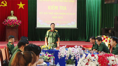 Bộ CHQS tỉnh Bình Dương kiểm tra kết quả thực hiện nhiệm vụ quân sự - quốc phòng huyện Phú Giáo