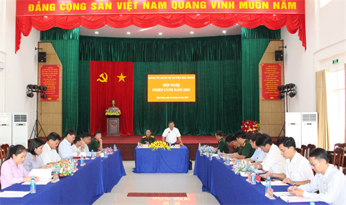 Đảng ủy Quân sự huyện Bàu Bàng hội nghị phiên cuối năm 2023