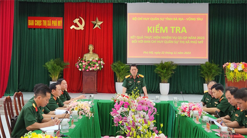 Bộ CHQS tỉnh Bà Rịa - Vũng Tàu kiểm tra kết quả thực hiện nhiệm vụ quân sự, quốc phòng thị xã Phú Mỹ