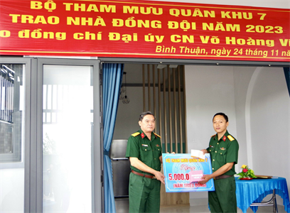 Bộ Tham mưu Quân khu bàn giao nhà đồng đội tại tỉnh Bình Thuận