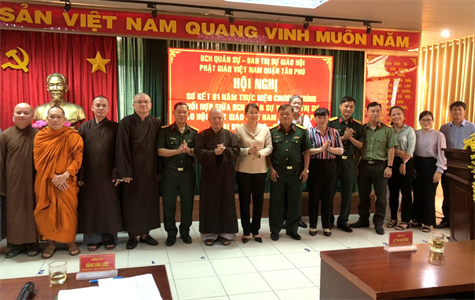 Ban CHQS quận Tân Phú sơ kết phối hợp Ban trị sự Giáo hội Phật giáo Việt Nam quận