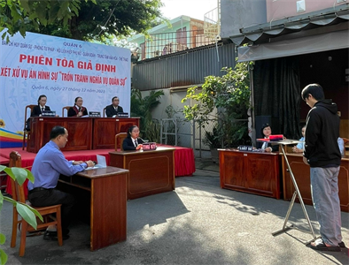 Ban CHQS Quận 6 phối hợp tổ chức Phiên tòa giả định tuyên truyền Luật Nghĩa vụ quân sự