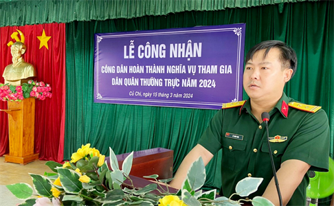 Ban CHQS huyện Củ Chi công nhận công dân hoàn thành nghĩa vụ quân sự dân quân thường trực năm 2024