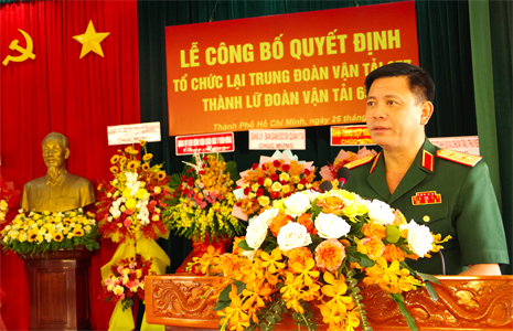 Lễ công bố Quyết định tổ chức lại Trung đoàn Vận tải 657 thành Lữ đoàn Vận tải 657