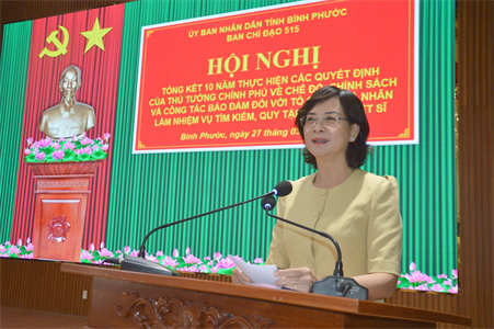 Tỉnh Bình Phước thực hiện tốt các chế độ, chính sách trong công tác tìm kiếm, quy tập hài cốt liệt sĩ