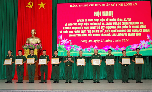 Bộ CHQS tỉnh Long An sơ kết 3 năm thực hiện Kết luận số 01 và 2 năm thực hiện Nghị quyết số 847 của Quân ủy Trung ương