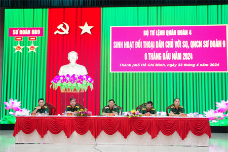 Bộ Tư lệnh Quân đoàn 4 đối thoại dân chủ với sĩ quan, QNCN Sư đoàn 9