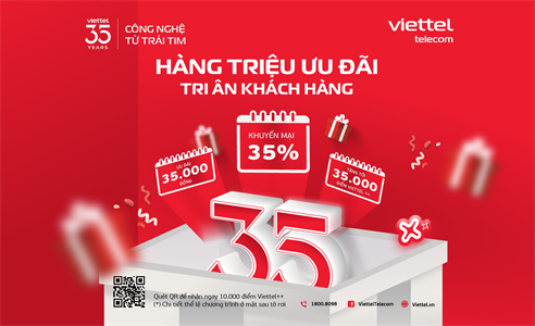 Hàng triệu ưu đãi tri ân khách hàng mừng sinh nhật 35 năm Viettel