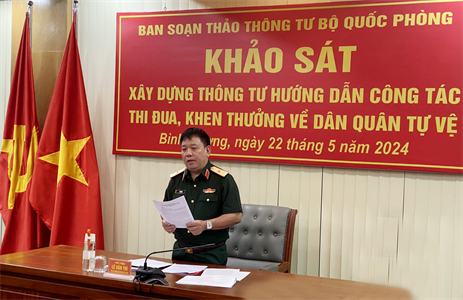 Bộ Quốc Phòng: Khảo sát xây dựng Thông tư hướng dẫn công tác thi đua, khen thưởng về dân quân tự vệ