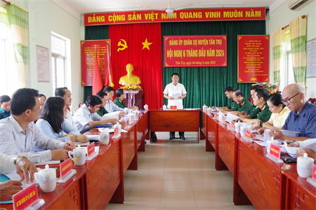 Đảng ủy Quân sự huyện Tân Trụ hội nghị 6 tháng đầu năm 2024