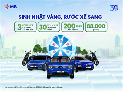 MB triển khai chương trình gửi tiền “Sinh nhật vàng - Rước xế sang”