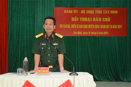 Đảng ủy, Bộ CHQS tỉnh Tây Ninh đối thoại dân chủ với cán bộ, chiến sĩ Ban CHQS huyện Châu Thành