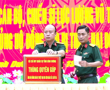 Bộ CHQS tỉnh Bình Dương phát động quyên góp ủng hộ đồng bào bị thiệt hại do cơn bão số 3 gây ra