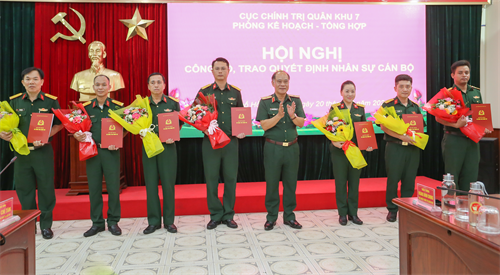 Thường vụ Đảng ủy Cục Chính trị Quân khu công bố, trao quyết định nhân sự cán bộ