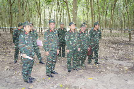 Bộ CHQS tỉnh Long An thăm, kiểm tra lực lượng xây dựng công trình phục vụ nhiệm vụ diễn tập năm 2024