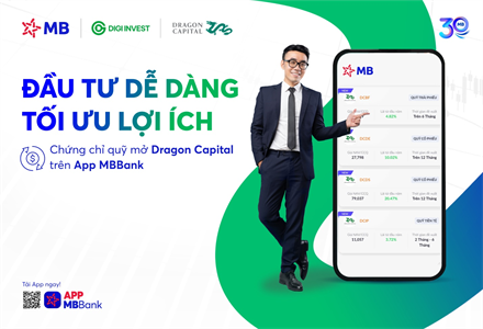MB hợp tác Digi Invest ra mắt chứng chỉ quỹ mở Dragon Capital trên App MBBank