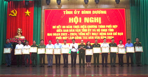 Ban Dân vận Tỉnh ủy Bình Dương và Bộ CHQS tỉnh phối hợp thực hiện tốt nhiệm vụ
