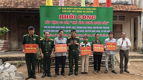 Ban CHQS huyện Châu Đức khởi công xây dựng nhà “Tình nghĩa quân - dân”