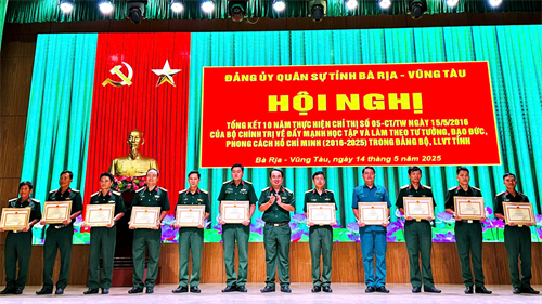 Đảng ủy Quân sự tỉnh Bà Rịa - Vũng Tàu tổng kết 10 năm thực hiện Chỉ thị số 05 của Bộ Chính trị